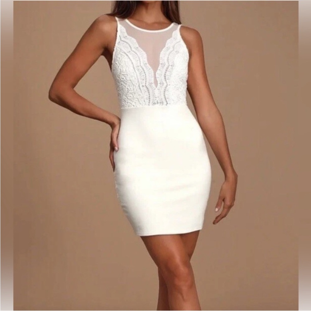 Lulus medium White Coquina Mesh Sleeveless Women’s Bodycon Mini Dress